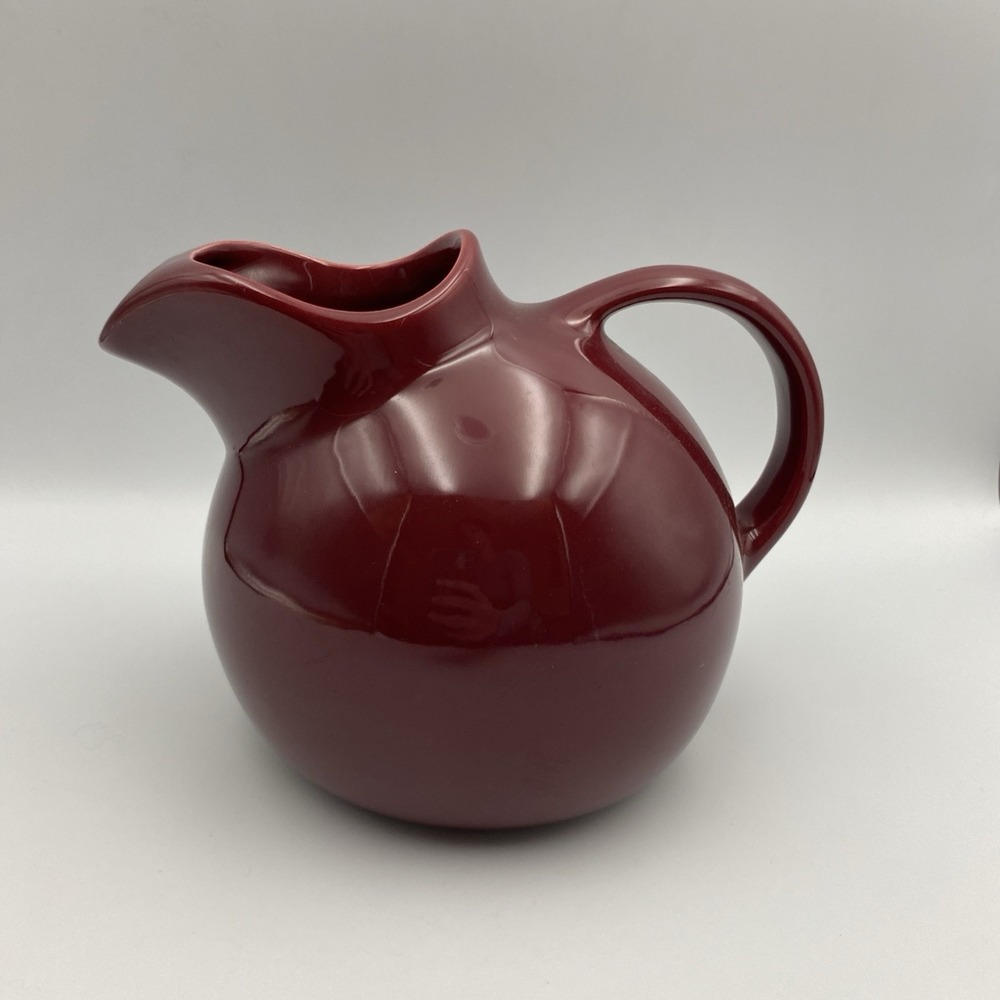 Vintage Franciscan Pottery Ball Pitcher Ice Lip Burgundy Maroon Rare Color MCM